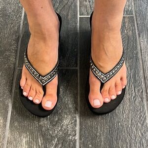 Yellow Box Wedge Flip Flops